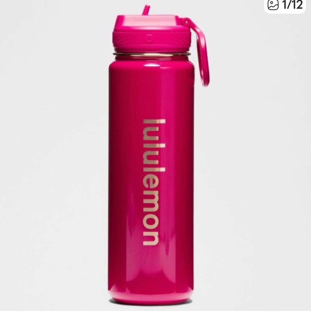 Lululemon 🍋Back To Life Passionate Pink & GOLD💛 Sports Bottle 24oz NWT - Picture 2 of 9